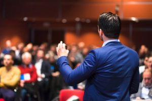 man giving speech