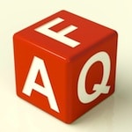 3 sides of dice spelling out FAQ