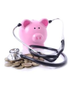 photo of a piggy bank, a stethoscope, and coins representing healthcare consumerism