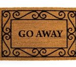 "Go away" unwelcome mat rug