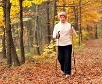 woman walking in forest