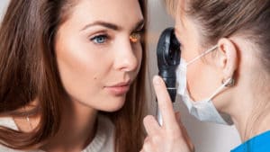 woman having an eye exam