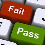 keys reading "fail" and "pass"