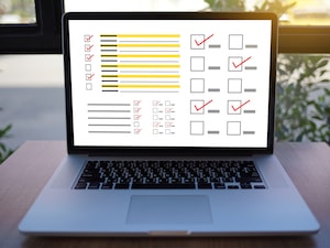 Laptop screen displaying checklist