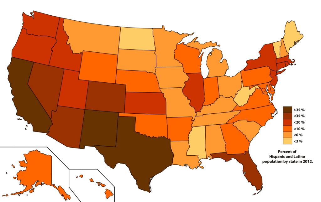 hispanic latino population map